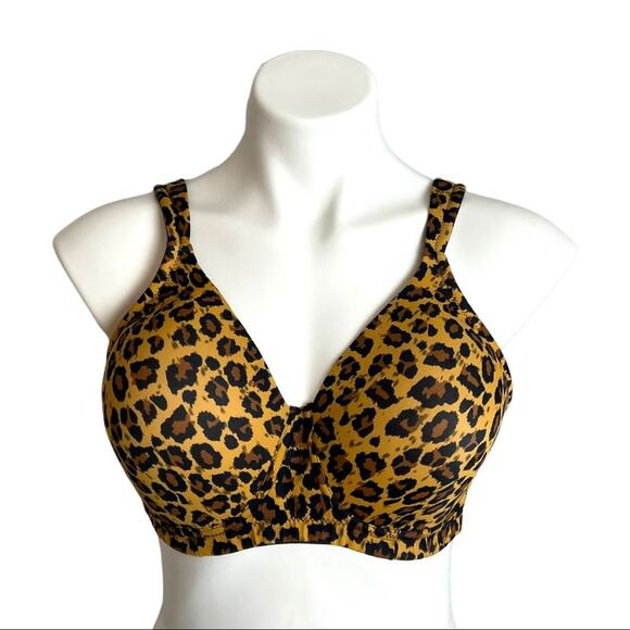 Leading Lady Bra The Brigitte Leopard Full Coverage Wirefree Molded Padded 52B - Picture 2 of 10